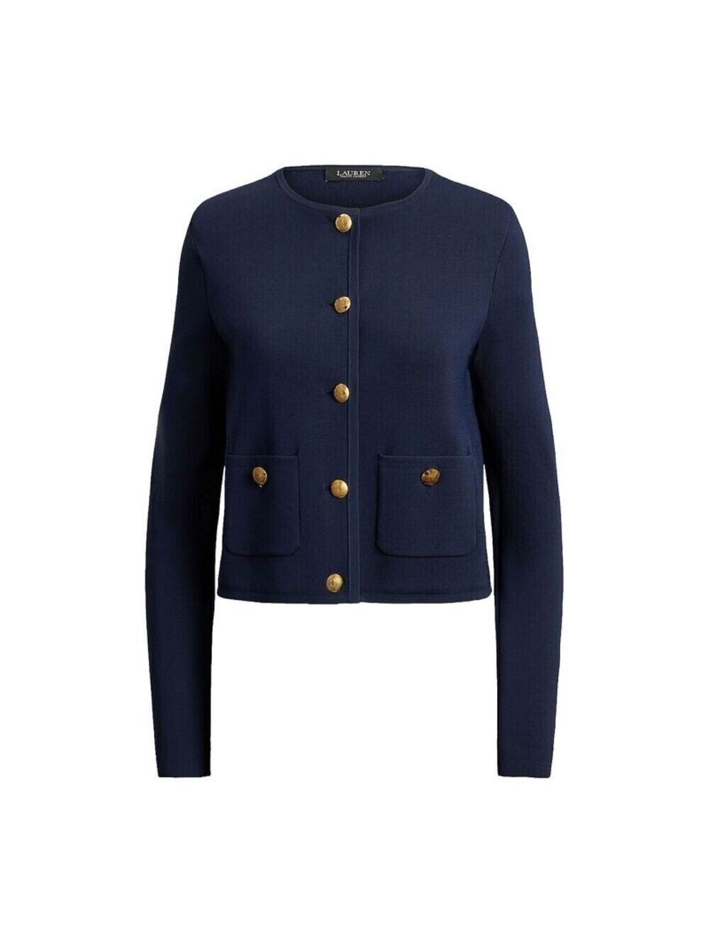 New, Lauren Ralph Lauren Crewneck Crop Sweater Jacket in Navy Sz XL #T4102